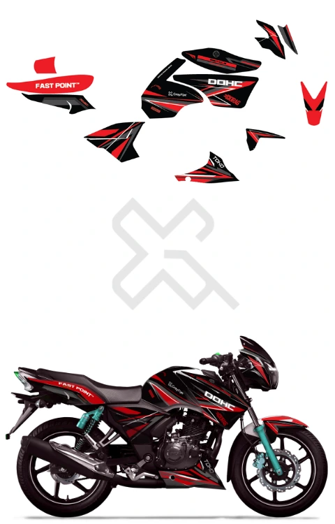 DOHC Edition Full Body Sticker Compatible with Apache RTR 2v | Made in Premium Matte Vinyl With FPF(Fade Protection Film), Waterproof, Precut Sticker, Pack of 1 Compatible with Both Side